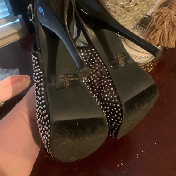 Boutique rhinestone studded sling back platform 8 - Picture 3 of 4